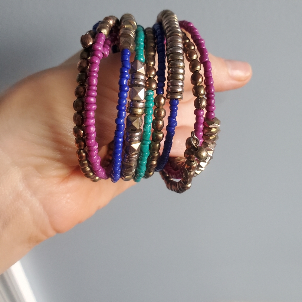 Multi-Colored Beaded Wrap Bracelet